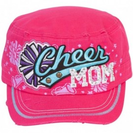Baseball Caps Sports Mom Distressed Adjustable Cadet Cap - Pink - Cheer Mom - CW17XMLXL72 $15.76