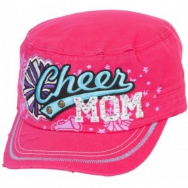 Baseball Caps Sports Mom Distressed Adjustable Cadet Cap - Pink - Cheer Mom - CW17XMLXL72 $15.76