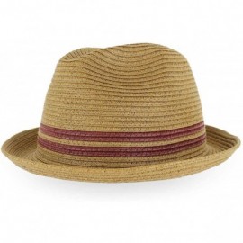 Fedoras Belfry Men Women Summer Straw Trilby Fedora Hat in Blue Tan Black - Drewtea/Bur - CG193674X4T $40.17