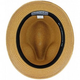 Fedoras Belfry Men Women Summer Straw Trilby Fedora Hat in Blue Tan Black - Drewtea/Bur - CG193674X4T $40.17