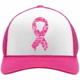 Baseball Caps Breast Cancer Awareness Pink Ribbon Camouflage Fighter Trucker Hat Mesh Cap - Wow Pink/White - CQ18656W603 $10.19