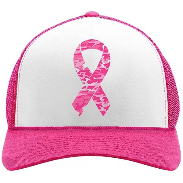 Baseball Caps Breast Cancer Awareness Pink Ribbon Camouflage Fighter Trucker Hat Mesh Cap - Wow Pink/White - CQ18656W603 $10.19