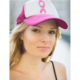 Baseball Caps Breast Cancer Awareness Pink Ribbon Camouflage Fighter Trucker Hat Mesh Cap - Wow Pink/White - CQ18656W603 $10.19