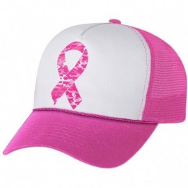 Baseball Caps Breast Cancer Awareness Pink Ribbon Camouflage Fighter Trucker Hat Mesh Cap - Wow Pink/White - CQ18656W603 $10.19