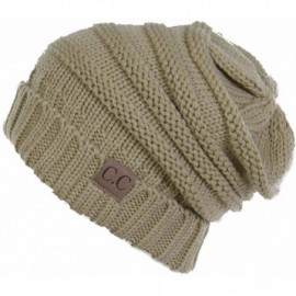 Skullies & Beanies 2pc Oversized Cable Knit Slouchy Beanie and Matching Gloves Set - Camel - C8184Y59Q4G $17.67