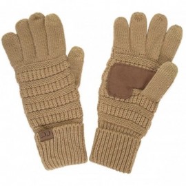 Skullies & Beanies 2pc Oversized Cable Knit Slouchy Beanie and Matching Gloves Set - Camel - C8184Y59Q4G $17.67