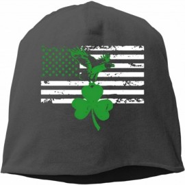 Skullies & Beanies St. Patrick's Day Irish American Flag Unisex Knitted Hat Beanie Hat Warm Hats Skull Cap - Black - CE18LH66...