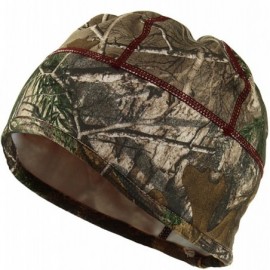 Skullies & Beanies Ladies Camo Beanie with Ponytail Hole - Realtree Xtra/Burgundy Microfleece - CM18C7EI8M6 $9.23