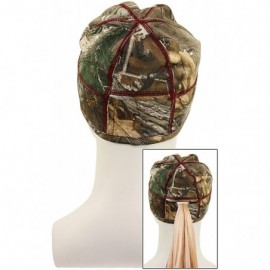 Skullies & Beanies Ladies Camo Beanie with Ponytail Hole - Realtree Xtra/Burgundy Microfleece - CM18C7EI8M6 $9.23