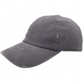 Baseball Caps Ponytail Baseball Hat Distressed Retro Washed Cotton Twill - Grey 2 - CI18ISW378L $12.20