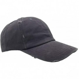 Baseball Caps Ponytail Baseball Hat Distressed Retro Washed Cotton Twill - Grey 2 - CI18ISW378L $12.20