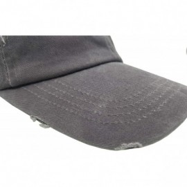 Baseball Caps Ponytail Baseball Hat Distressed Retro Washed Cotton Twill - Grey 2 - CI18ISW378L $12.20
