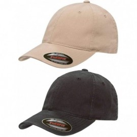 Baseball Caps Flexfit Garment Washed Cotton Dad Hat - Low Profile- Stretch Flex Fit Ballcap w/Hat Liner - 2-pack Khaki & Blac...