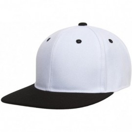 Baseball Caps Cotton Two-Tone Flat Bill Snapback - White/Black - CS11MQPADR3 $9.56