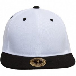 Baseball Caps Cotton Two-Tone Flat Bill Snapback - White/Black - CS11MQPADR3 $9.56