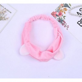 Headbands Cute Cat Ears Stretchy Elastic Wash Headbands Headscarf Cute Hair Band Accessories for Girls - Pink - CH18HTA0RDY $...