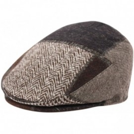 Newsboy Caps Men's Herringbone Wool Tweed Newsboy Ivy Cabbie Driving Hat - 2761-brown - CZ1864KNLRQ $37.11