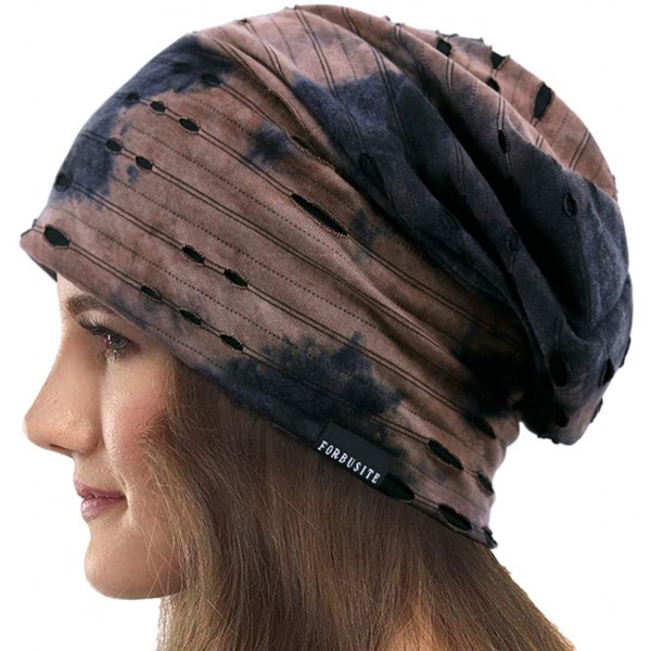 Skullies & Beanies Women's Slouchy Beanie Thin Summer Skull Cap Turban Soft Sleep Chemo Hat - B Brown - C6198DT9U6Q $15.20