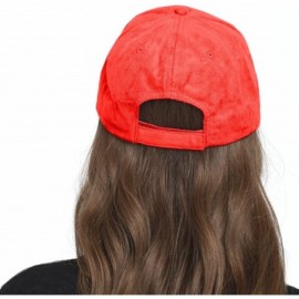 Baseball Caps Everyday Faux Suede 6 Panel Solid Suede Baseball Adjustable Cap Hat - Red - C312N1BW3IU $10.96