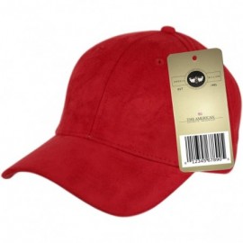Baseball Caps Everyday Faux Suede 6 Panel Solid Suede Baseball Adjustable Cap Hat - Red - C312N1BW3IU $10.96