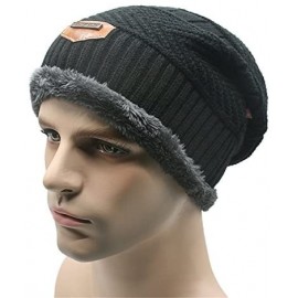 Skullies & Beanies Beanie Hats Men's Winter Warm Knit Skull Caps with Fleece Lining - Black - CV188GY855E $10.71