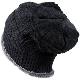 Skullies & Beanies Beanie Hats Men's Winter Warm Knit Skull Caps with Fleece Lining - Black - CV188GY855E $10.71