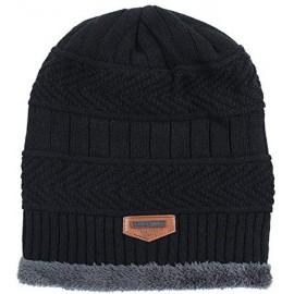 Skullies & Beanies Beanie Hats Men's Winter Warm Knit Skull Caps with Fleece Lining - Black - CV188GY855E $10.71