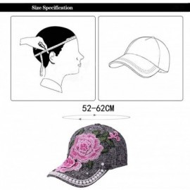 Baseball Caps Discount Baseball Cap!Women Men Adjustable Flower Rhinestone Denim Mesh Cap Hat - Red - C218QHSX8IM $12.75