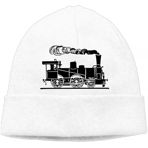 Skullies & Beanies Beanie Hat Steam Train and Railway 3 Trendy Knit Cap for Unisex - White - CB18HOELAYZ $15.32