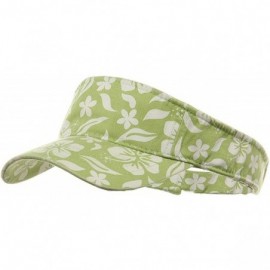 Visors Washed Hawaiian Floral Pattern Cotton Visor - 1 Lime - CA12NAI3SG6 $15.09