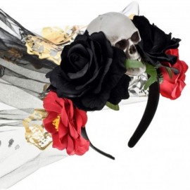 Headbands Day of The Dead Rose Skull Headpiece Flower Crown Festival Headband HC31 - Skull Veil - CZ18XO50IZW $14.69