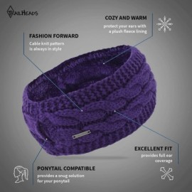 Cold Weather Headbands Ponytail Headband - Cable Knit Winter Ear Warmers - Fleece Ear Band for Women - purple - CZ17X662H53 $...