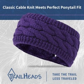 Cold Weather Headbands Ponytail Headband - Cable Knit Winter Ear Warmers - Fleece Ear Band for Women - purple - CZ17X662H53 $...