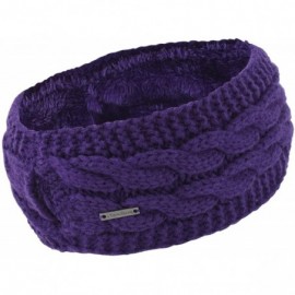 Cold Weather Headbands Ponytail Headband - Cable Knit Winter Ear Warmers - Fleece Ear Band for Women - purple - CZ17X662H53 $...