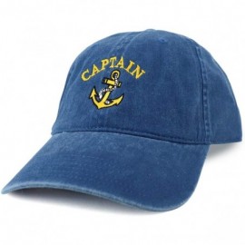 Baseball Caps Captain Anchor Logo Embroidered Pigment Dyed 100% Cotton Cap - Navy - CR12BPQGZ3F $36.47