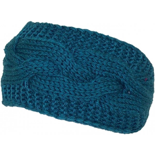 Cold Weather Headbands Solid Color Cable & Garter Stitch Knit Headband (One Size) - Teal - C2125W15FAR $9.12