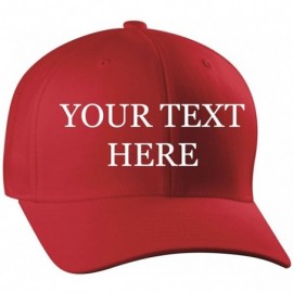 Baseball Caps Custom Embroidered Flexfit 6277 Baseball Hat - Personalized - Your Text Here - Red - CJ18C88Q8D4 $23.21