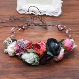 Headbands Bohemia Wedding Headband Champagne - Rose + pink + red + purple + light green + bean paste + light pink - CL18R3MST...