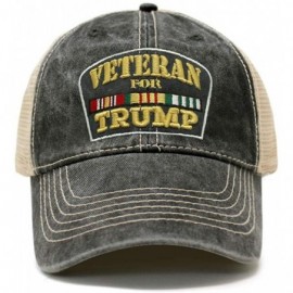 Baseball Caps Veterans for Trump Dad Hat Vintage Trucker Cap Handwashed Cotton Baseball Cap TC101 TC102 - Tc101 Charcoal - C8...