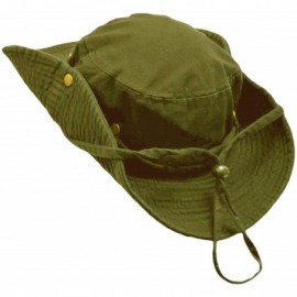 Sun Hats Safari Style Cotton Hat with Chin Cord & Side Snaps - Green - CQ11633QBRL $15.64