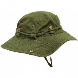 Sun Hats Safari Style Cotton Hat with Chin Cord & Side Snaps - Green - CQ11633QBRL $15.64