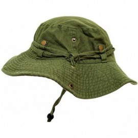 Sun Hats Safari Style Cotton Hat with Chin Cord & Side Snaps - Green - CQ11633QBRL $15.64