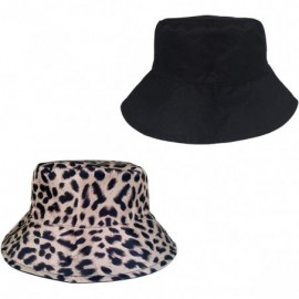 Bucket Hats Leopard Print Bucket Hat Fashion Reversible Design Packable Sun Hat - Black - C918UWOND8N $10.73