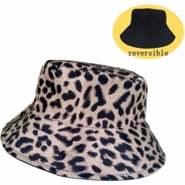 Bucket Hats Leopard Print Bucket Hat Fashion Reversible Design Packable Sun Hat - Black - C918UWOND8N $10.73