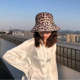 Bucket Hats Leopard Print Bucket Hat Fashion Reversible Design Packable Sun Hat - Black - C918UWOND8N $10.73