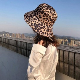 Bucket Hats Leopard Print Bucket Hat Fashion Reversible Design Packable Sun Hat - Black - C918UWOND8N $10.73