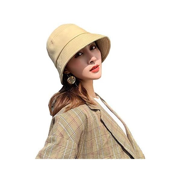 Bucket Hats Packable Bucket Leather Fisherman Protects - Beige - CH18AC92SG7 $10.41