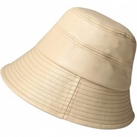 Bucket Hats Packable Bucket Leather Fisherman Protects - Beige - CH18AC92SG7 $10.41