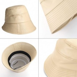 Bucket Hats Packable Bucket Leather Fisherman Protects - Beige - CH18AC92SG7 $10.41