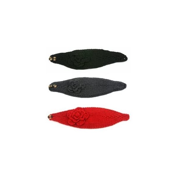 Headbands Women's Headband Neck/Ear Warmer Hand Made Black 812HB - 3 Pcs Blk+gry+red - CB11S9C8XJX $54.79